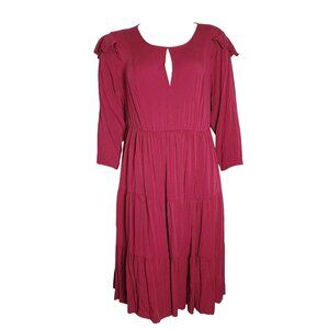 Torrid Dress Womens Plus Size 0 Solid All Wine Purple Challis Tiered Skater